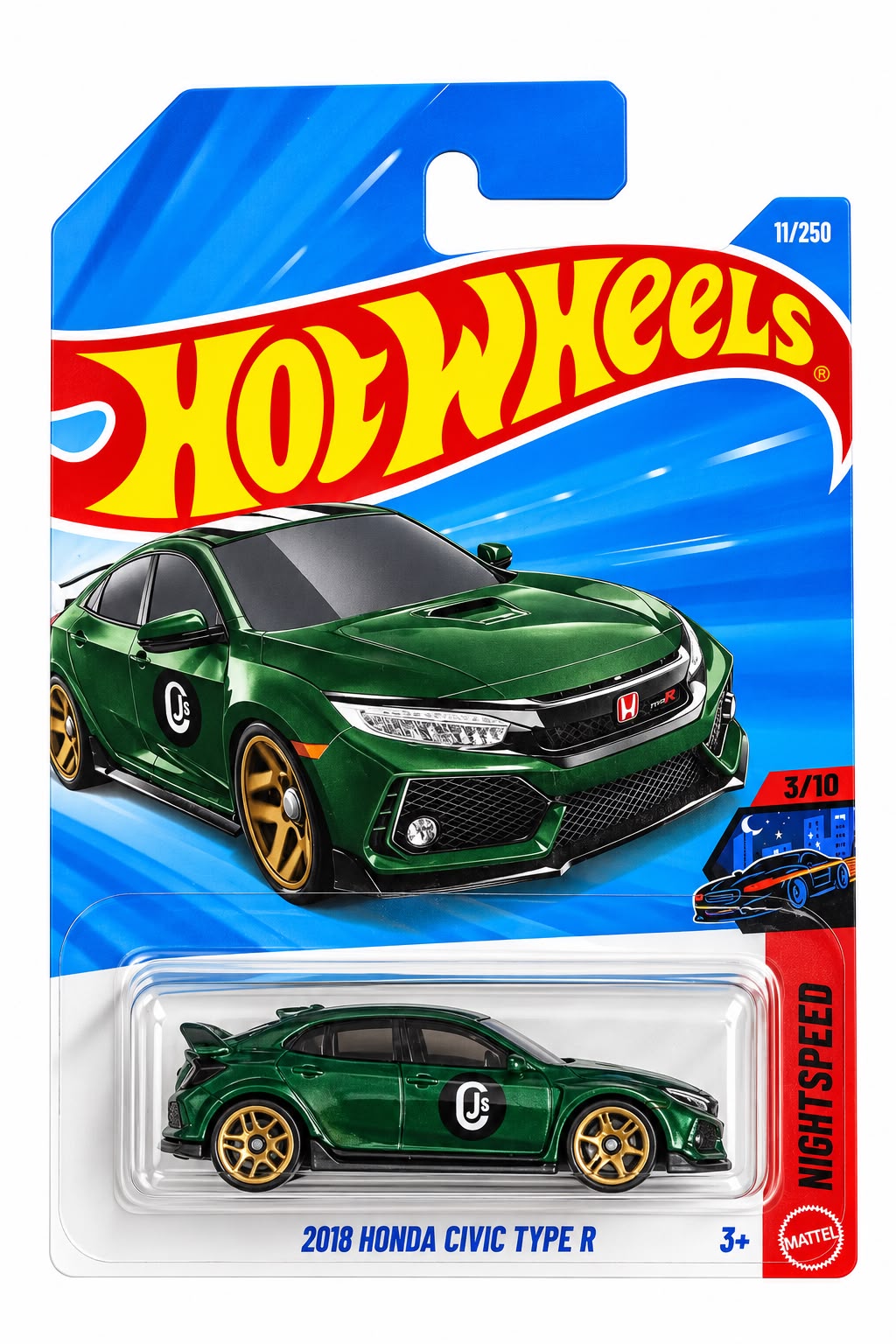 Hot Wheels 2018 Honda Civic Type R in metallic green