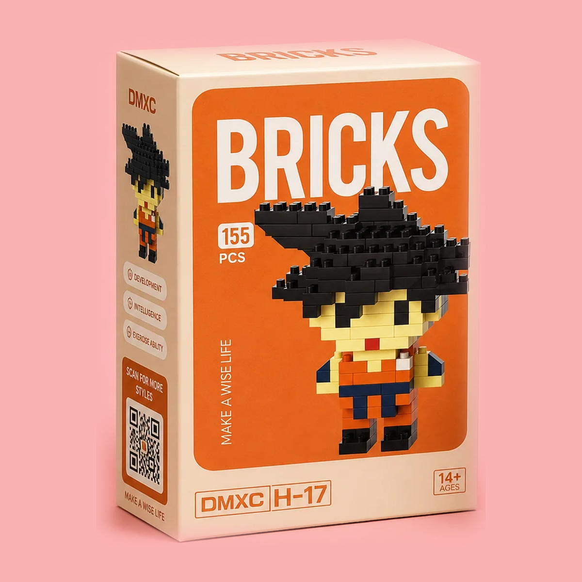 DMXC Bricks Dragon Ball Z Son Goku Micro Building Blocks – 155 Pieces 3D Mini Figure Kit | Anime Desk Decor & Gift