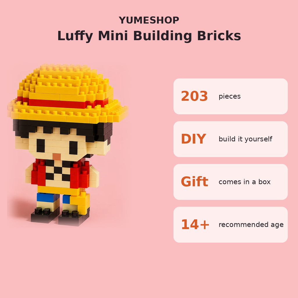 DMXC Bricks One Piece Monkey D. Luffy F3031 3D Mini Figure Micro Building Blocks Kit (203 Pieces)