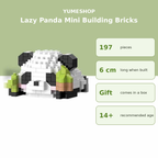 Cute Lazy Panda Micro Building Blocks Kit X5003 – 197 Pieces 3D Mini Brick Figure with Bamboo | Desk Decor & Gift