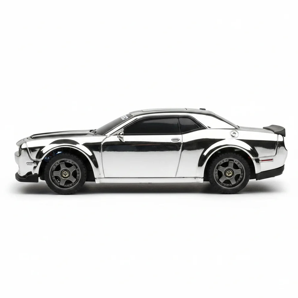 Whoosh RC Mini Drift Car 1:43 Scale – Chrome Silver | 2.4GHz Remote Control Racing Car for Kids & Adults