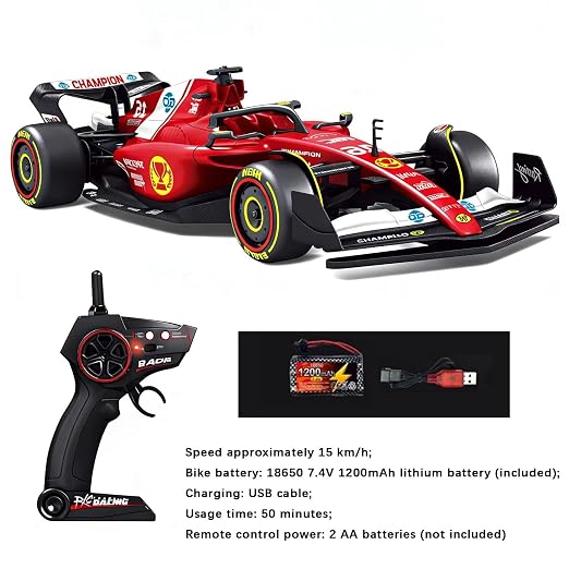 Jimyog 1:10 F1 Ferrari RC Racing Car – Red Racing Edition | 15 km/h High Speed with Engine Sounds & 2.4GHz Remote
