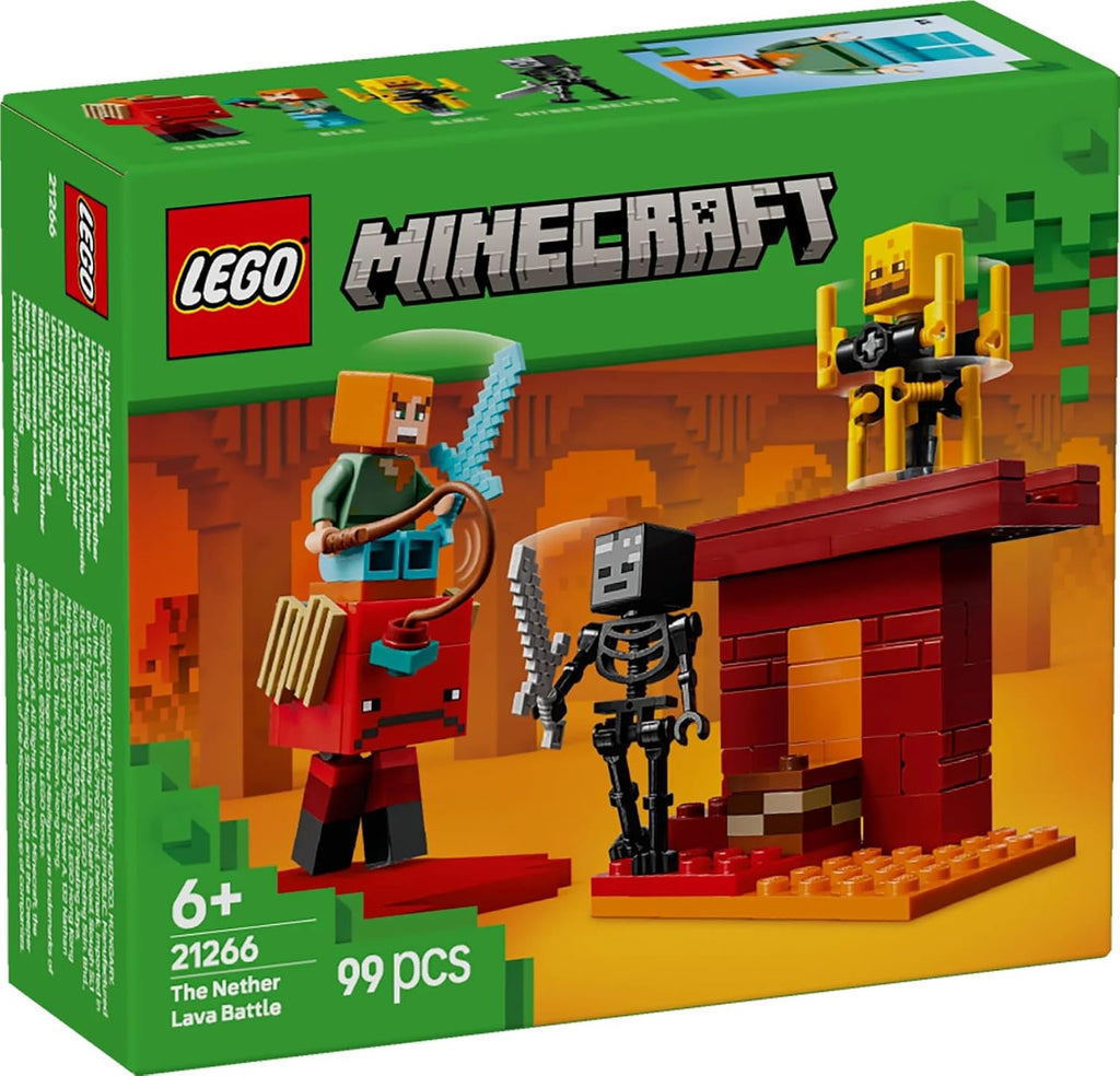 LEGO Minecraft The Nether Lava Battle 21266 – 99 Pieces Building Set with Alex, Strider, Blaze & Wither Skeleton Figures