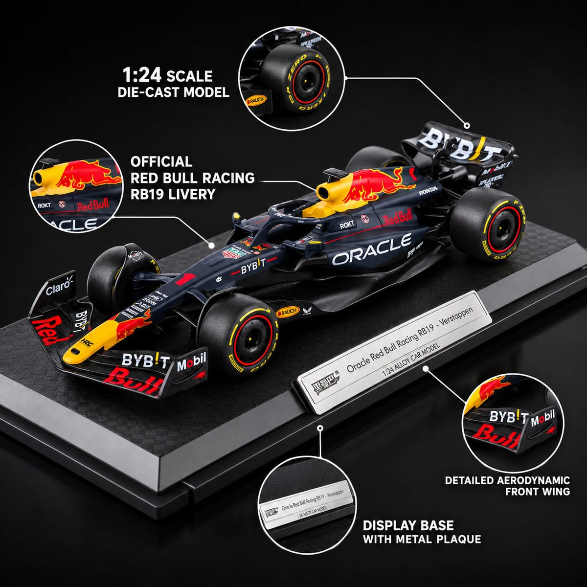 QY Toys Red Bull Racing F1 Car 1:43 Scale Model – Black Mamba Edition | Collectible with Acrylic Display Box