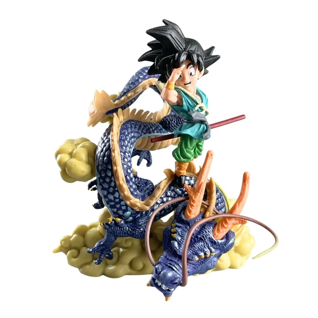 Kid Goku riding navy blue Shenron dragon diorama figure