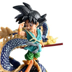 Kid Goku Riding Shenron Figure – Dragon Ball Diorama with Power Pole & Nimbus Clouds | Navy Blue Dragon Collectible