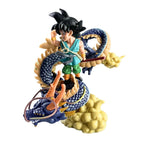 Kid Goku Riding Shenron Figure – Dragon Ball Diorama with Power Pole & Nimbus Clouds | Navy Blue Dragon Collectible