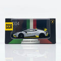 CCA Lamborghini Huracán STO 1:64 diecast in grey and yellow in acrylic display case
