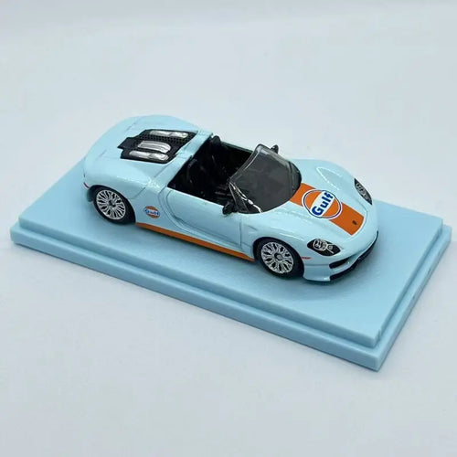 CCA Porsche 918 Spyder 1:64 Scale Diecast Model Car – Gulf Livery Light Blue & Orange | Premium Collectible Supercar