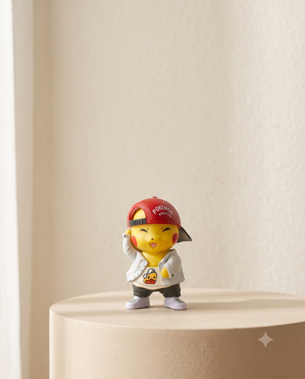 Pikachu with Cap Mini Figure – 8 cm Cute Streetwear Style PVC Figure | Desk Decor & Cake Topper
