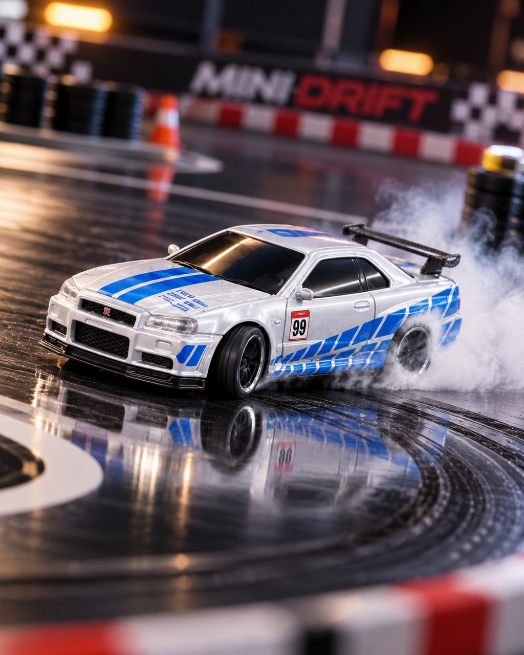 HB Toys Mini Drift 1:64 Scale RC Car – Silver & Blue #99 | 2.4GHz & App Remote Control Drift Car