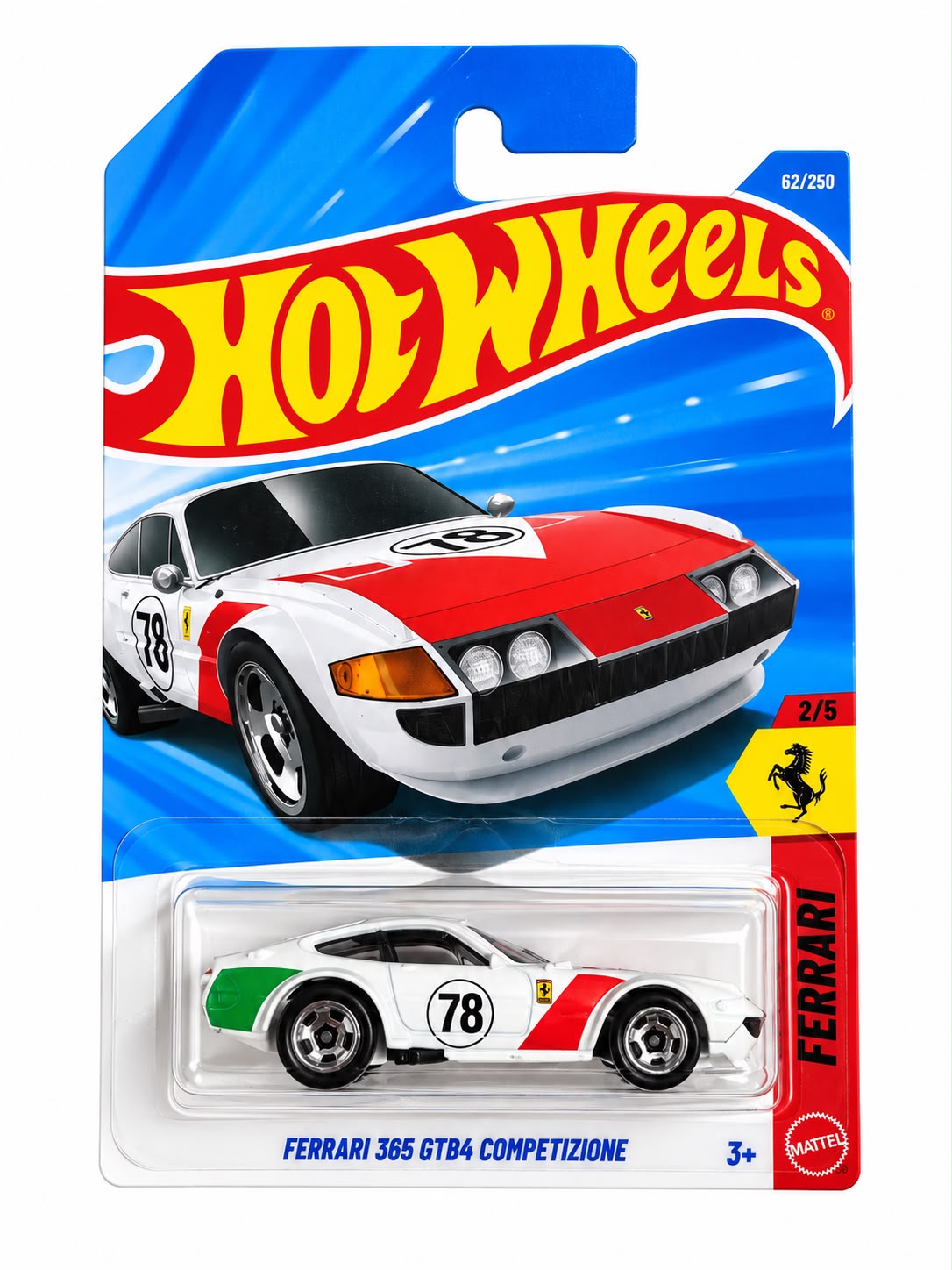 Hot Wheels Ferrari 365 GTB4 Competizione in white #78 racing livery