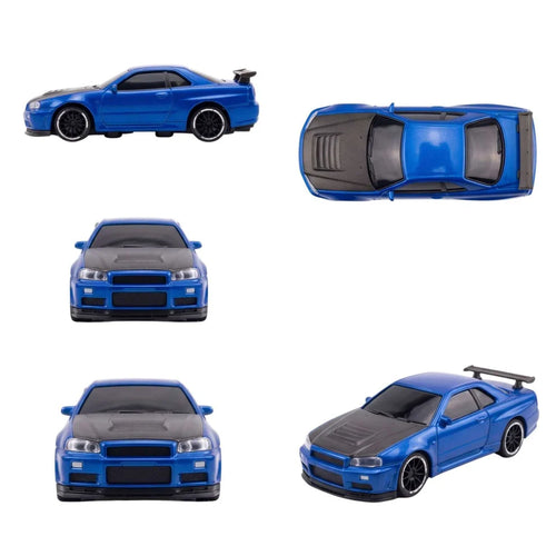 HB Toys Mini Drift 1:64 RC car, blue Nissan Skyline GT-R