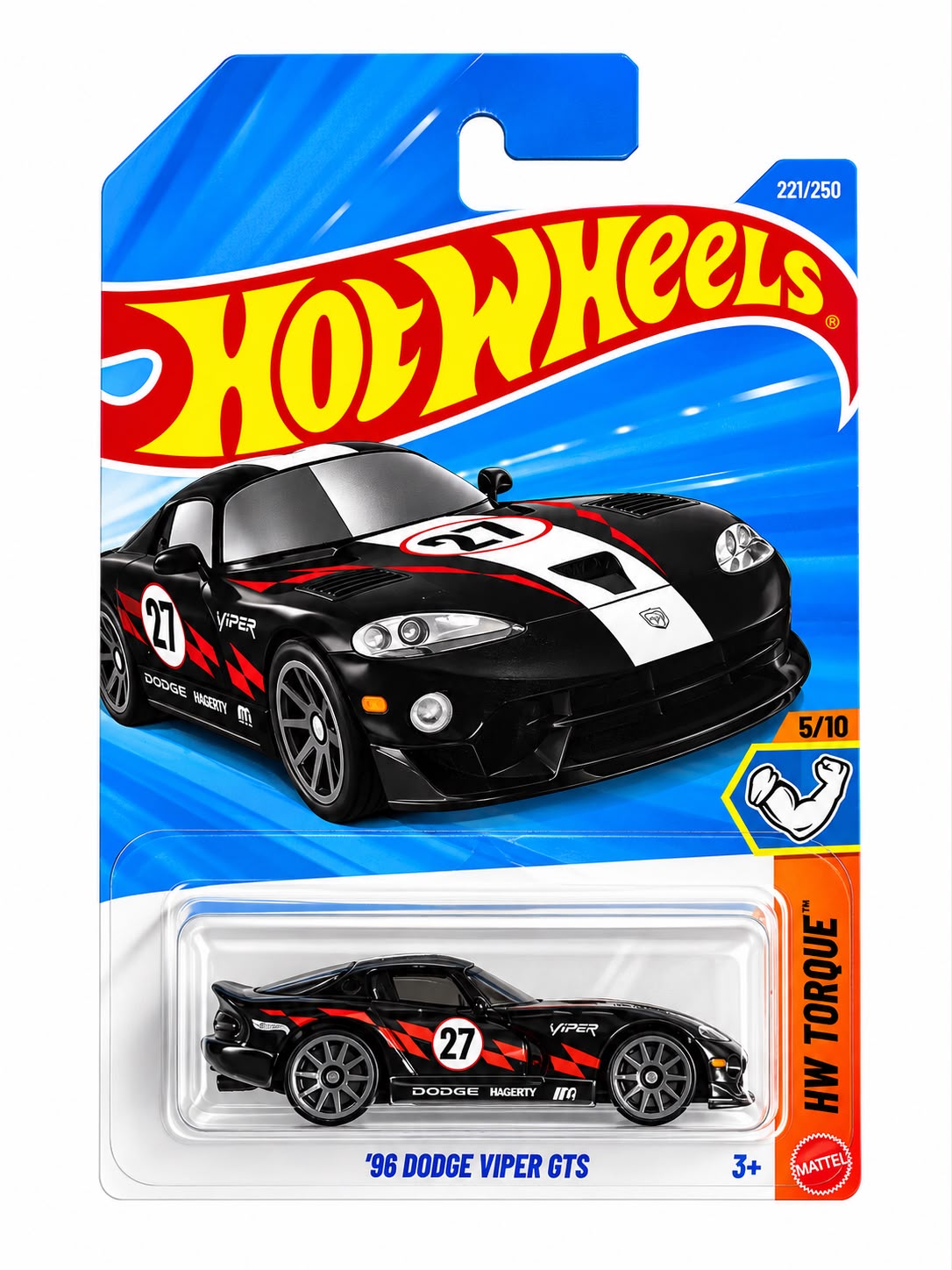 Hot Wheels '96 Dodge Viper GTS in black #27 racing livery