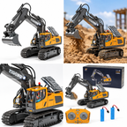 YIGONG 1:24 11-Channel RC Excavator – 2.4GHz Remote Control Construction Toy with Lights, Sounds & 2 Batteries