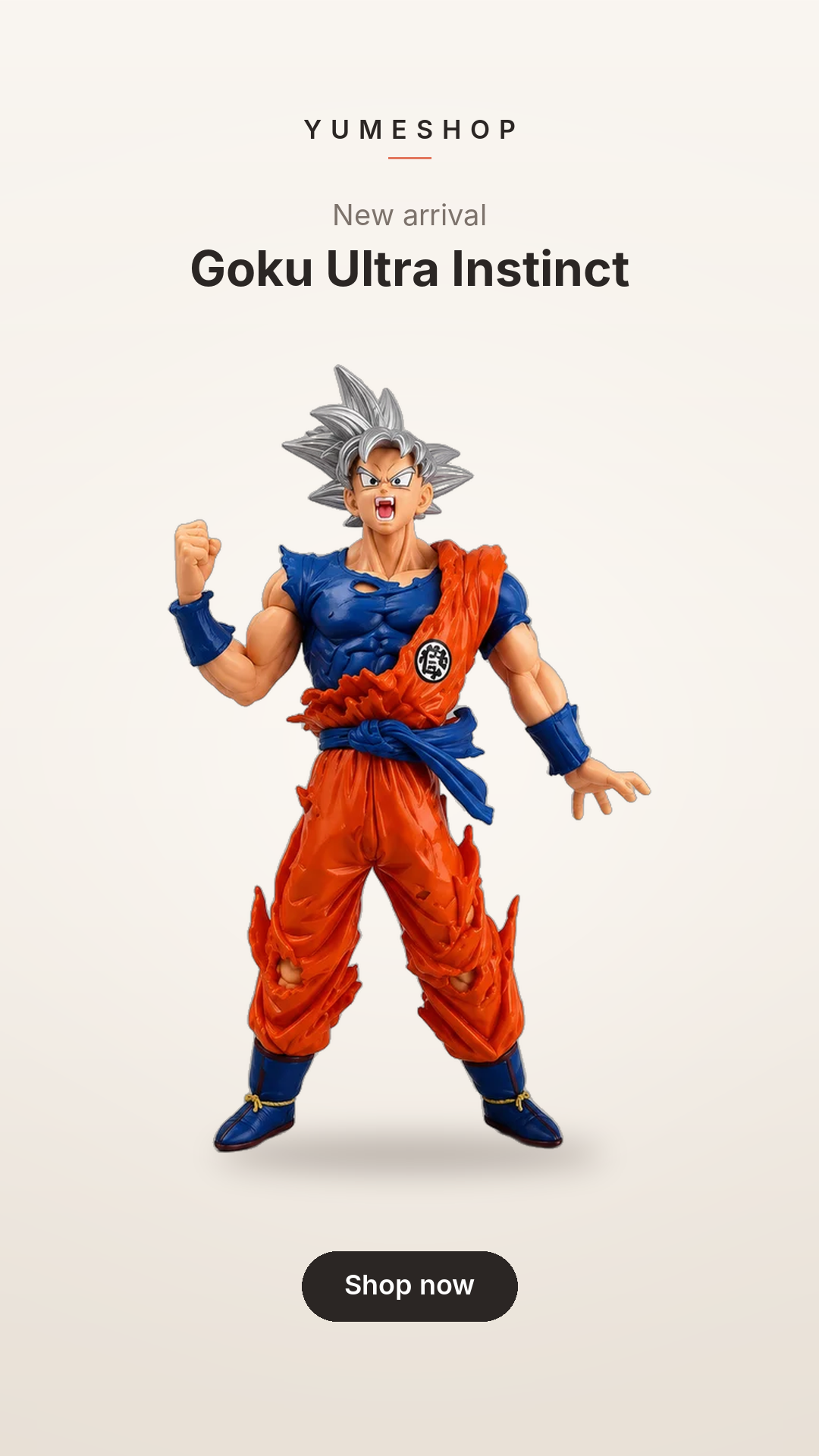 Goku Ultra Instinct Action Figure – 18.5 cm Dragon Ball Super Collectible | Battle-Damaged Silver Hair Edition