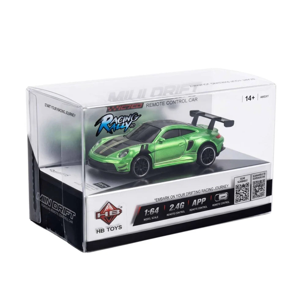 HB Toys Mini Drift 1:64 Scale RC Car – Metallic Green | 2.4GHz & App Remote Control Alloy Drift Car