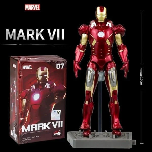 ZD Toys Iron Man Mark VII (MK7) Action Figure – 4-Inch Scale Base Version with Display Stand | Official Marvel Collectible