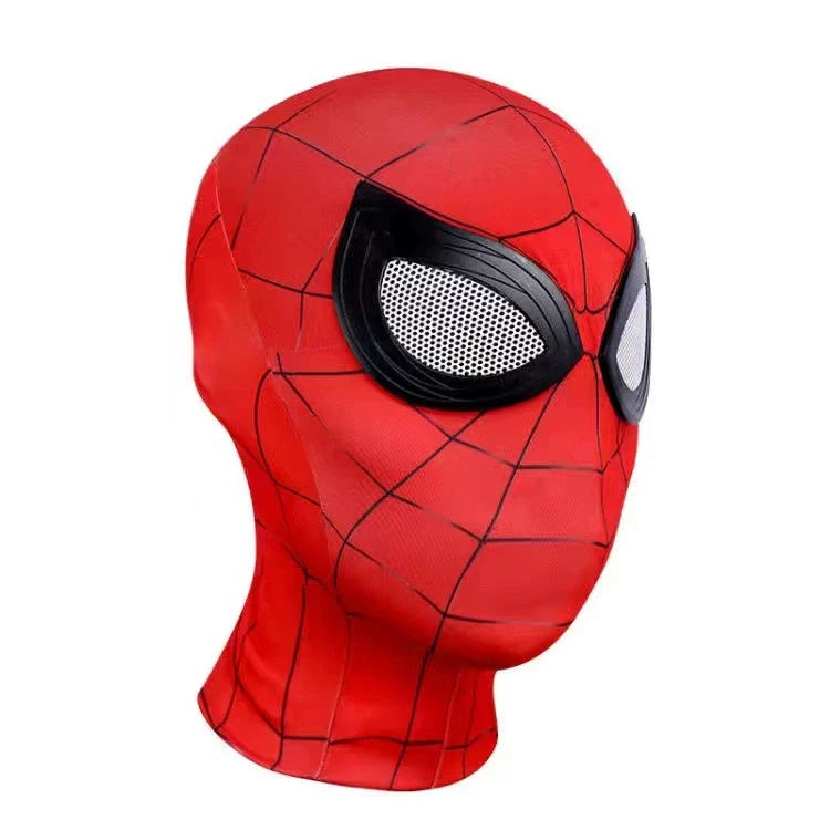 Red Spider-Man full-face fabric cosplay mask with mesh eye lenses