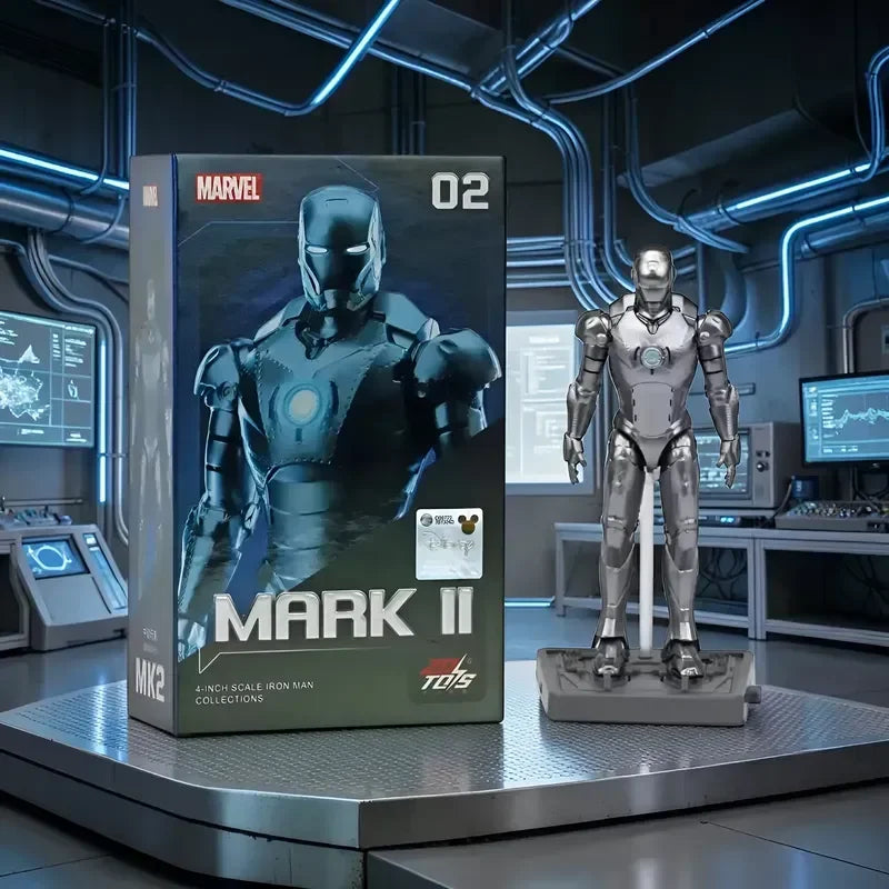 ZD Toys Iron Man Mark II (MK2) Action Figure – 4-Inch Scale (11 cm) Base Version with Display Stand | Official Marvel Collectible