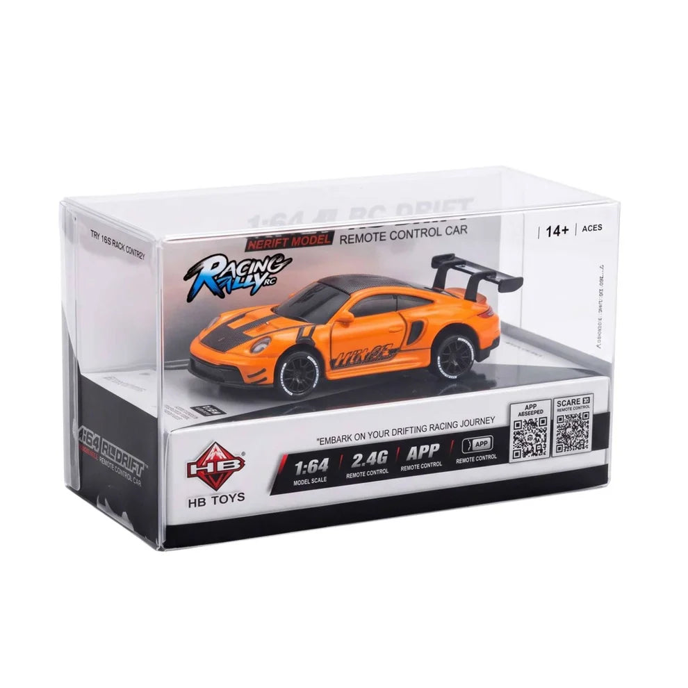 HB Toys Mini Drift 1:64 Scale RC Car – Orange | 2.4GHz & App Remote Control Drift Car