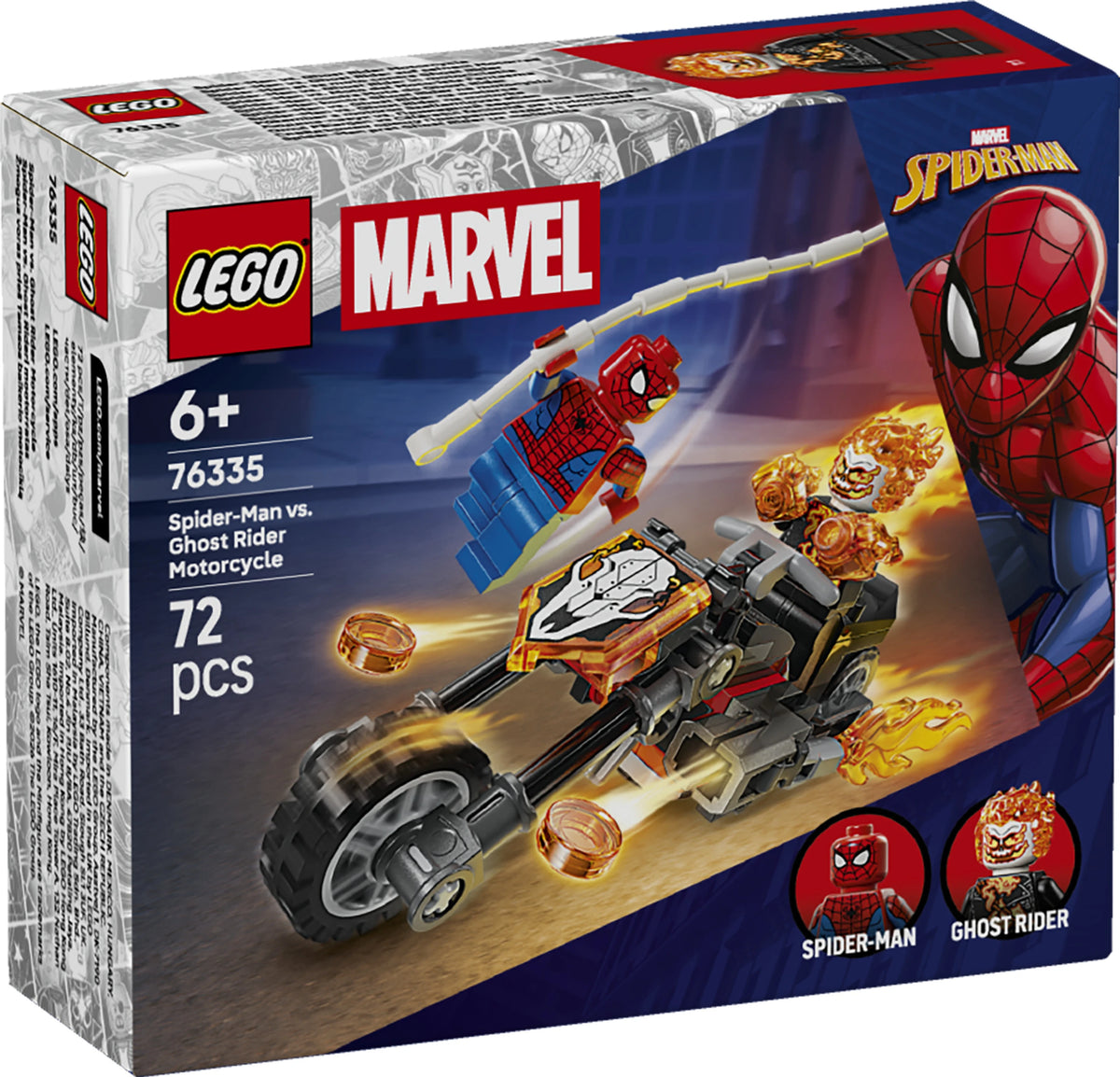 LEGO Marvel Spider-Man vs Ghost Rider Motorcycle 76335 – 72 Pieces Super Hero Building Set with 2 Minifigures