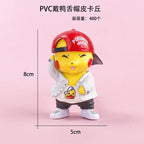 Pikachu with Cap Mini Figure – 8 cm Cute Streetwear Style PVC Figure | Desk Decor & Cake Topper