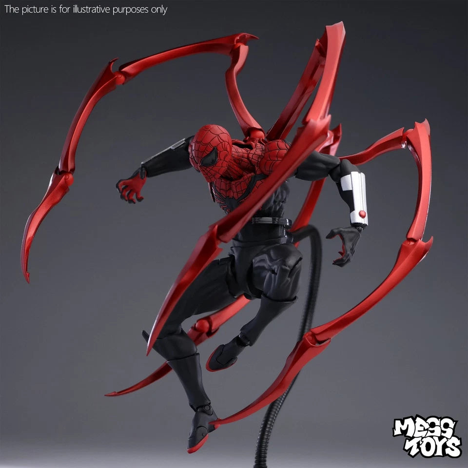 Superior Spidy-Man 16 cm Action Figure with Movable Mechanical Arms – Black & Red | Highly Articulated Collectible
