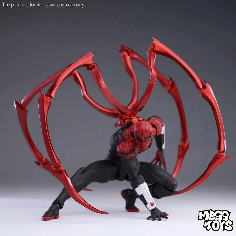 Superior Spidy-Man 16 cm Action Figure with Movable Mechanical Arms – Black & Red | Highly Articulated Collectible