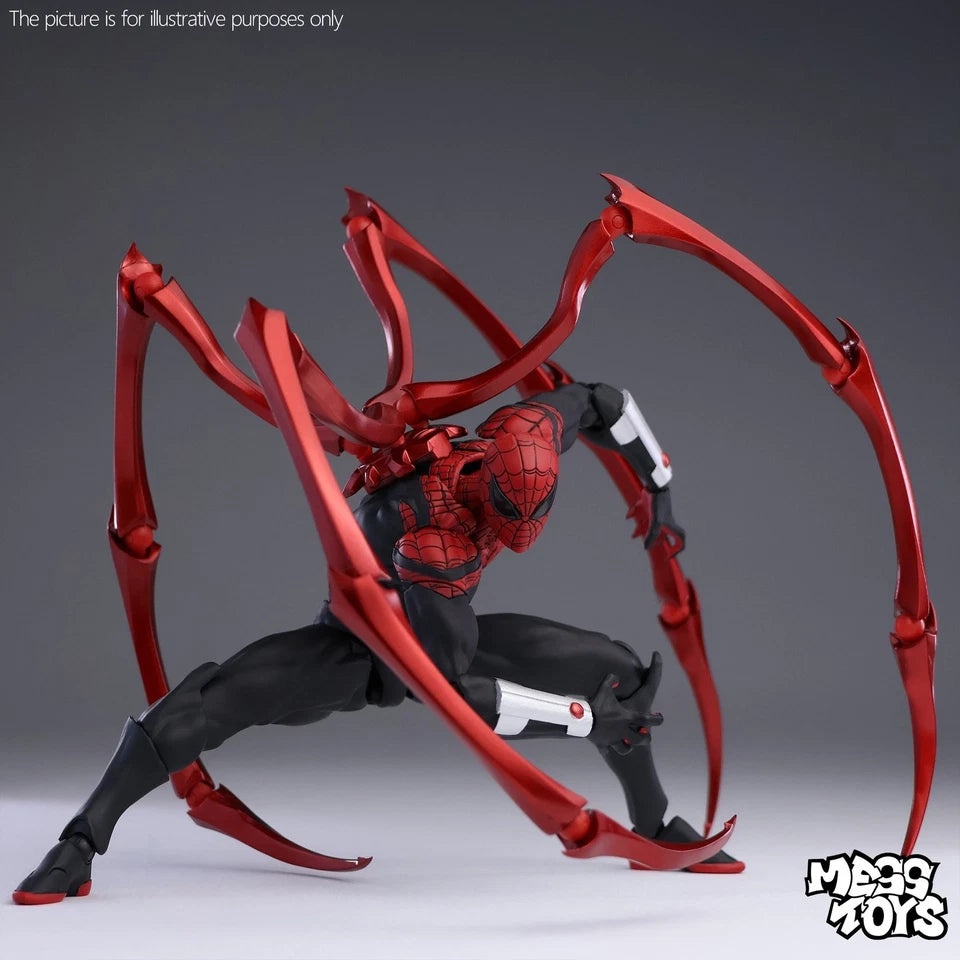 Superior Spidy-Man 16 cm Action Figure with Movable Mechanical Arms – Black & Red | Highly Articulated Collectible