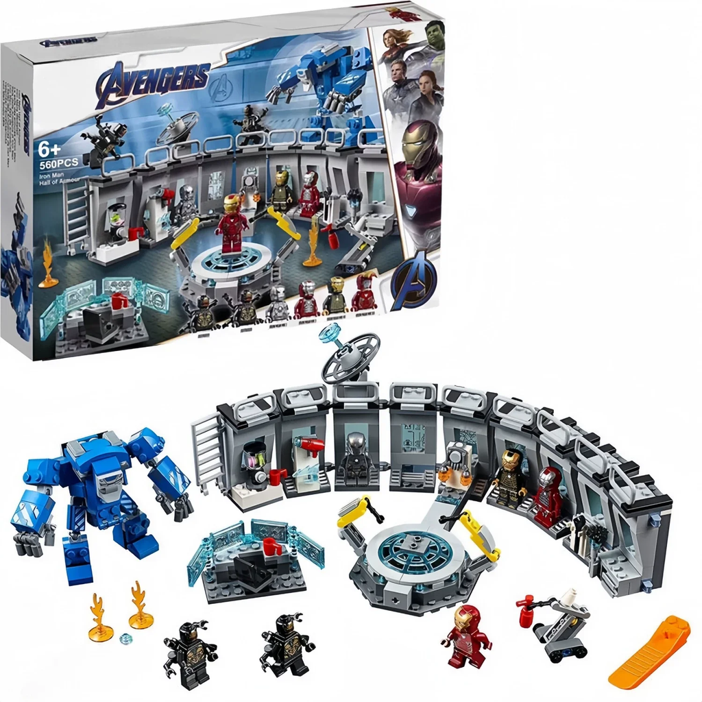 Iron Man Armour Hall building blocks set with Igor mech and minifigures
