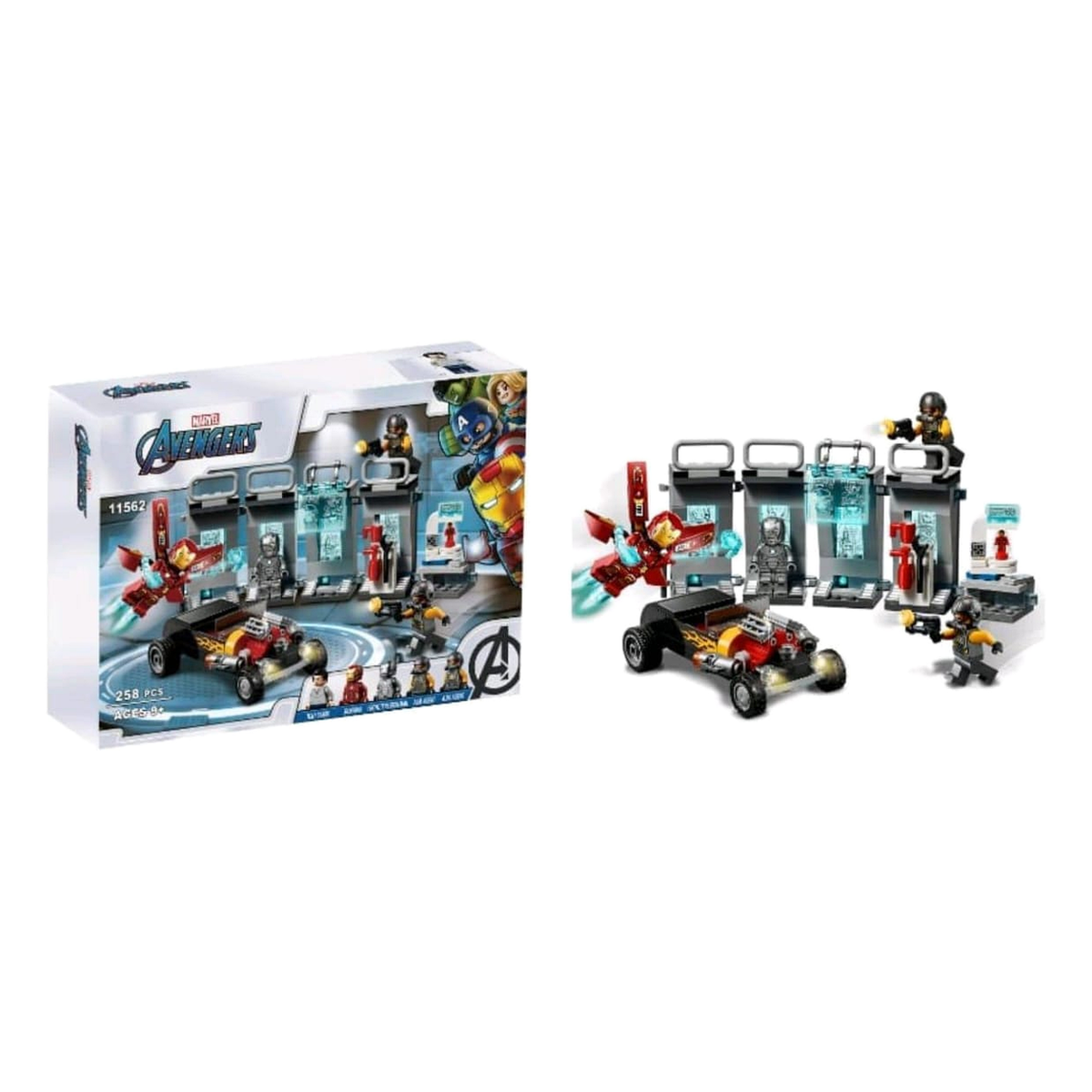 Iron Man Armoury building blocks set with Hot Rod car and minifigures