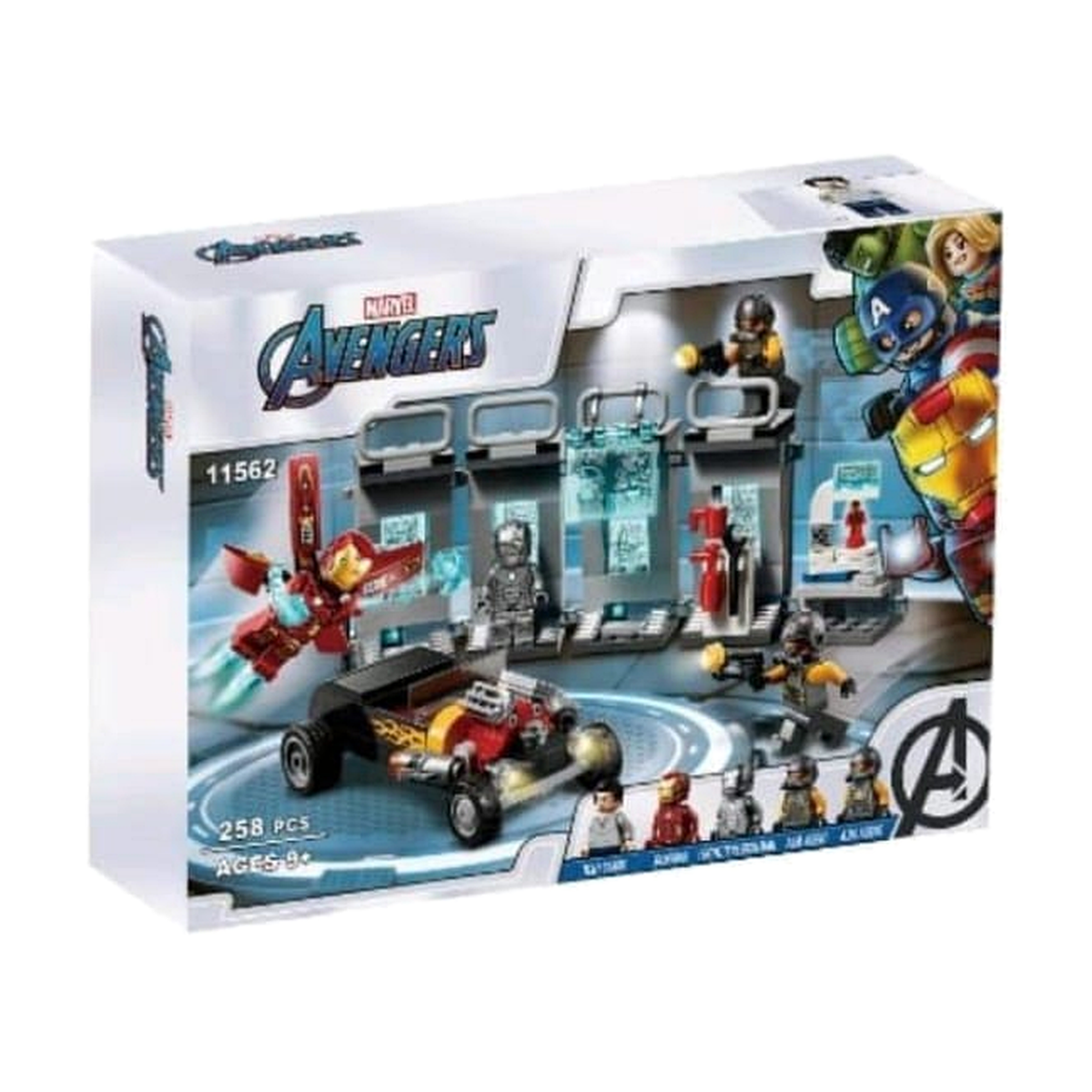 Iron Man Armoury Building Blocks Set 11562 – 258 Pieces with Hot Rod Car & 5 Minifigures | Avengers Suit Lab Playset