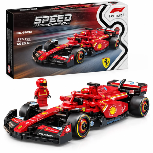 Ferrari F1 race car building blocks set with driver minifigure