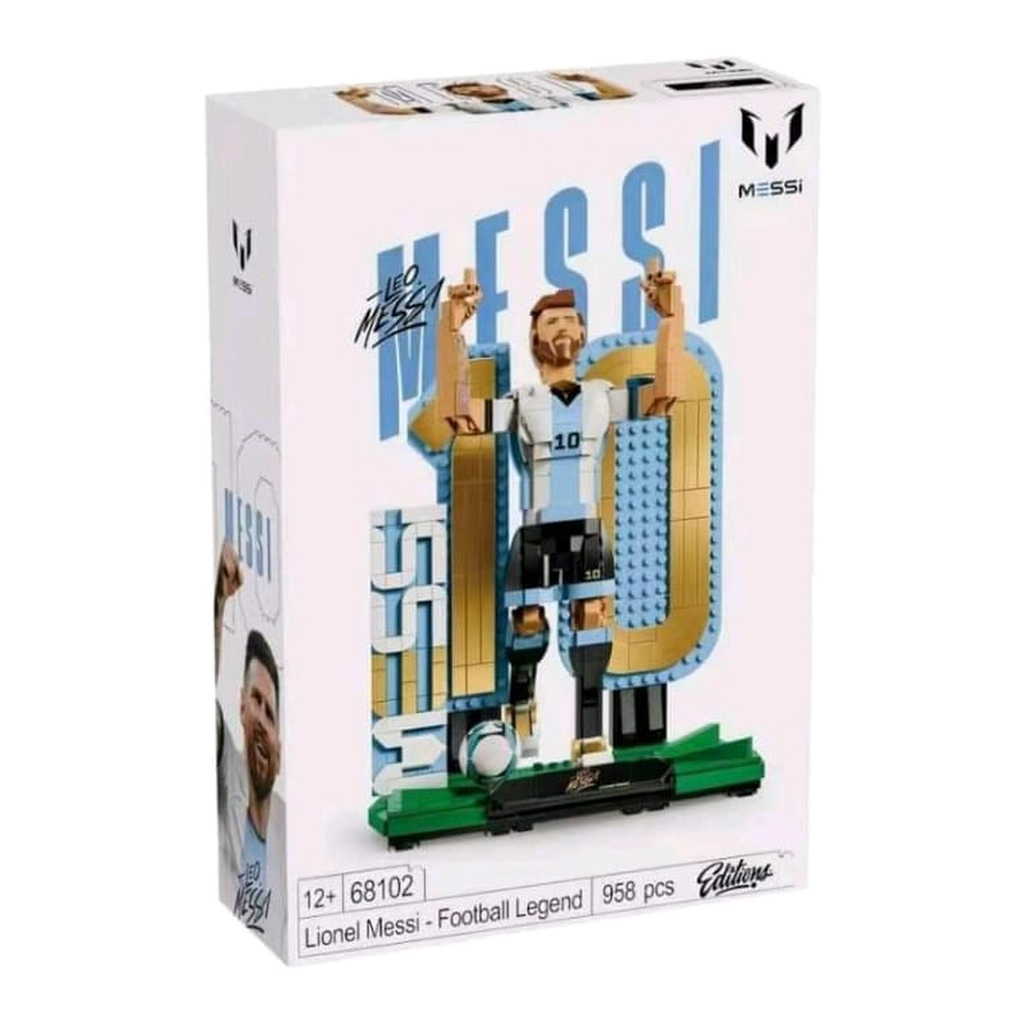 Lionel Messi Football Legend Building Blocks Set 68102 – 958 Pieces No.10 Display Figure with Stand | Football Fan Gift