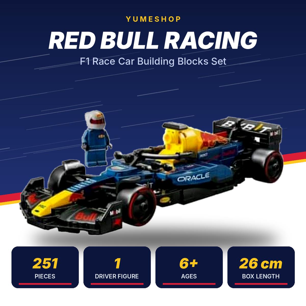 Red Bull Racing F1 Race Car Building Blocks Set 68093 – 251 Pieces with Driver Minifigure | Formula 1 Model